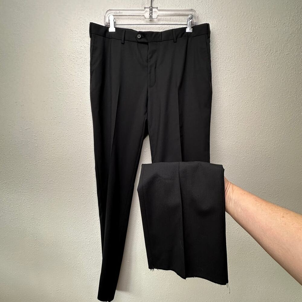 Lanvin Wool Dress Pants Black Men US 36 (EU 52) Flat-Front Trousers